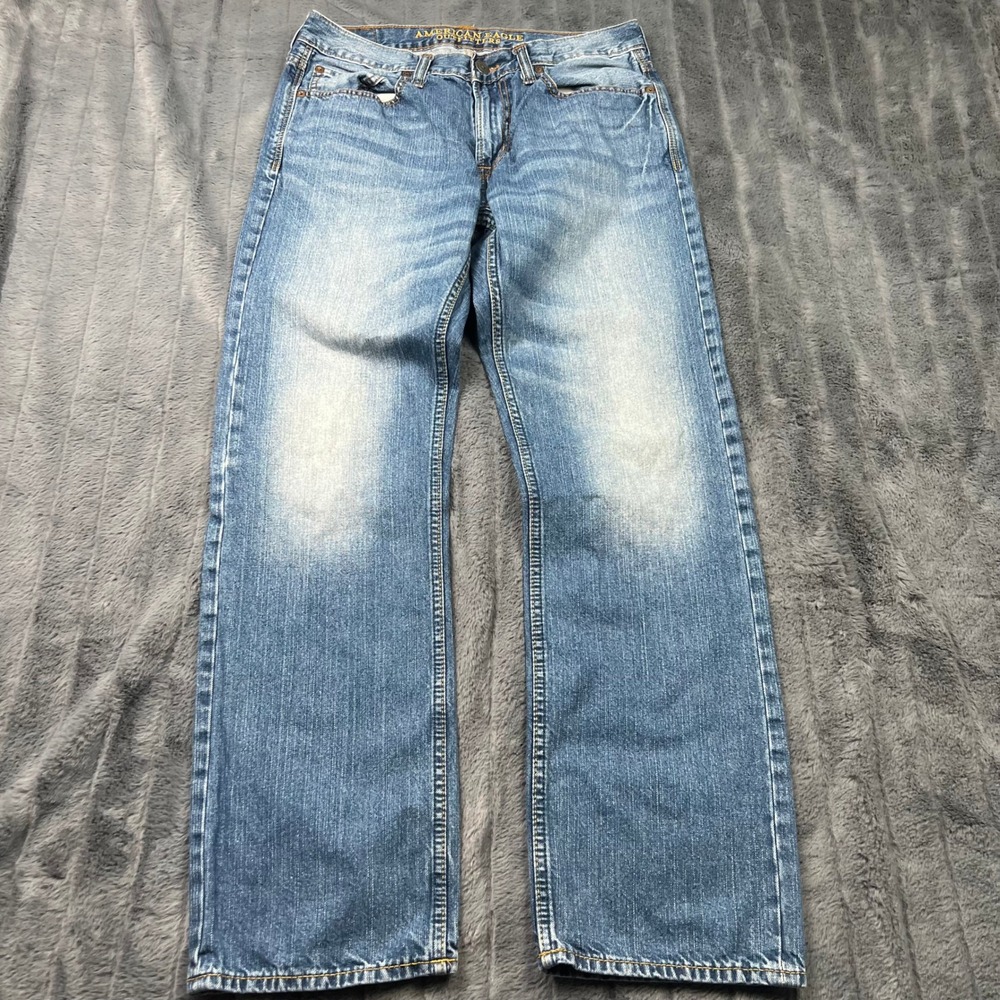 American Eagle Original Straight Jeans Mens 32x32 Medium Wash Blue Denim 13462